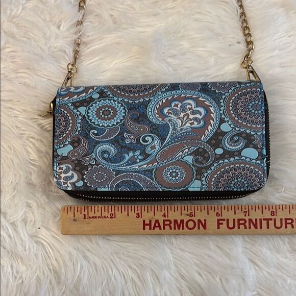 Elegant Blue Paisley Women's Crossbody Wallet NWOT - Picture 3 of 10